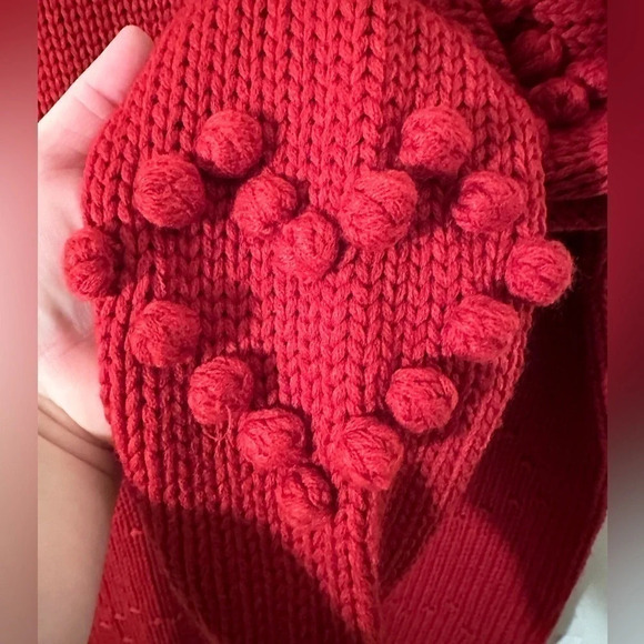 NWT 4SI3NNA Anthro Heart Pom Valentine Crewneck Chunky Knit Mini Sweater XS Love - Picture 4 of 15